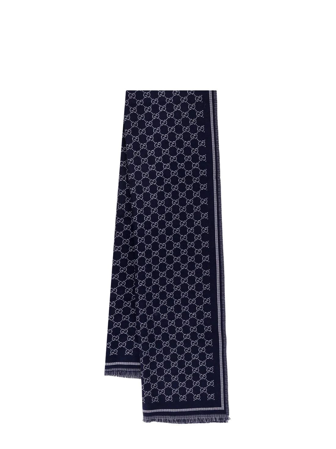 Gucci GUCCI Blue GG Wool Scarf New & Authentic Size ONE SIZE - 1 Thumbnail