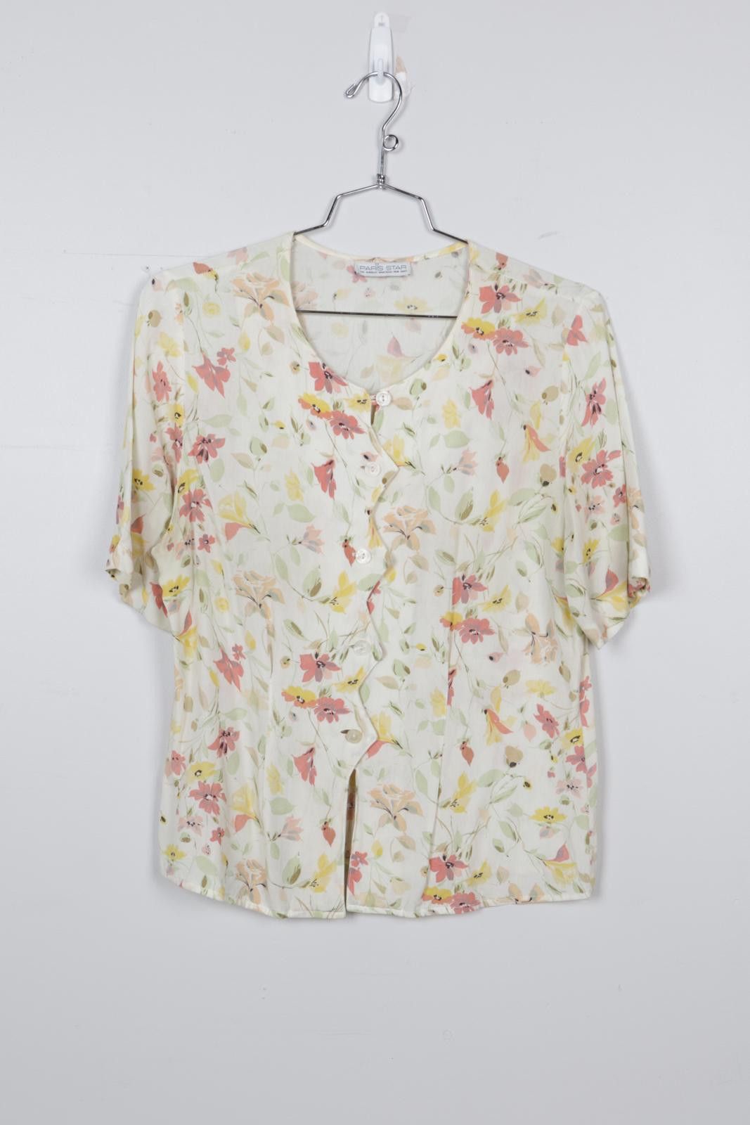 Vintage 00's Paris Star Floral Graphic Blouse Size ONE SIZE - 1 Thumbnail