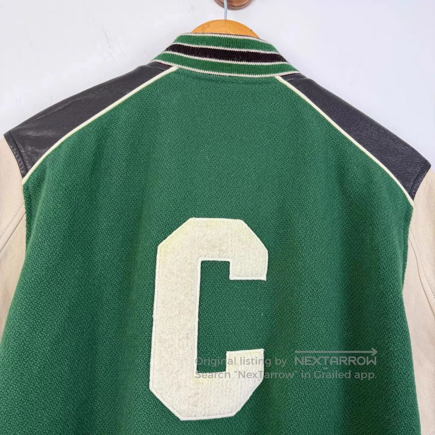 Celine Green Varsity Jacket with Contrast Sleeves - Size S. Size US S / EU 44-46 / 1 - 5 Thumbnail