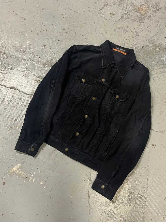 Dolce & Gabbana 2000s Dolce & Gabbana Black Distressed Denim Jacket Size US L / EU 52-54 / 3 - 4 Thumbnail