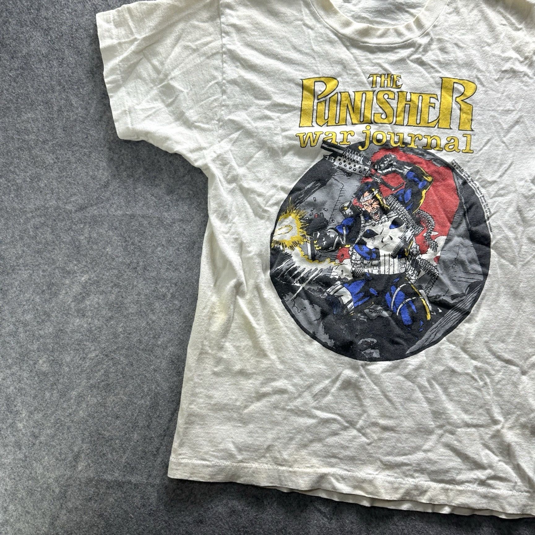 Lee VINTAGE The Punisher Shirt Mens Large White 1990 Comics Jersey Cotton T-Shirt Caped War Journal Punk? Size US L / EU 52-54 / 3 - 4 Thumbnail