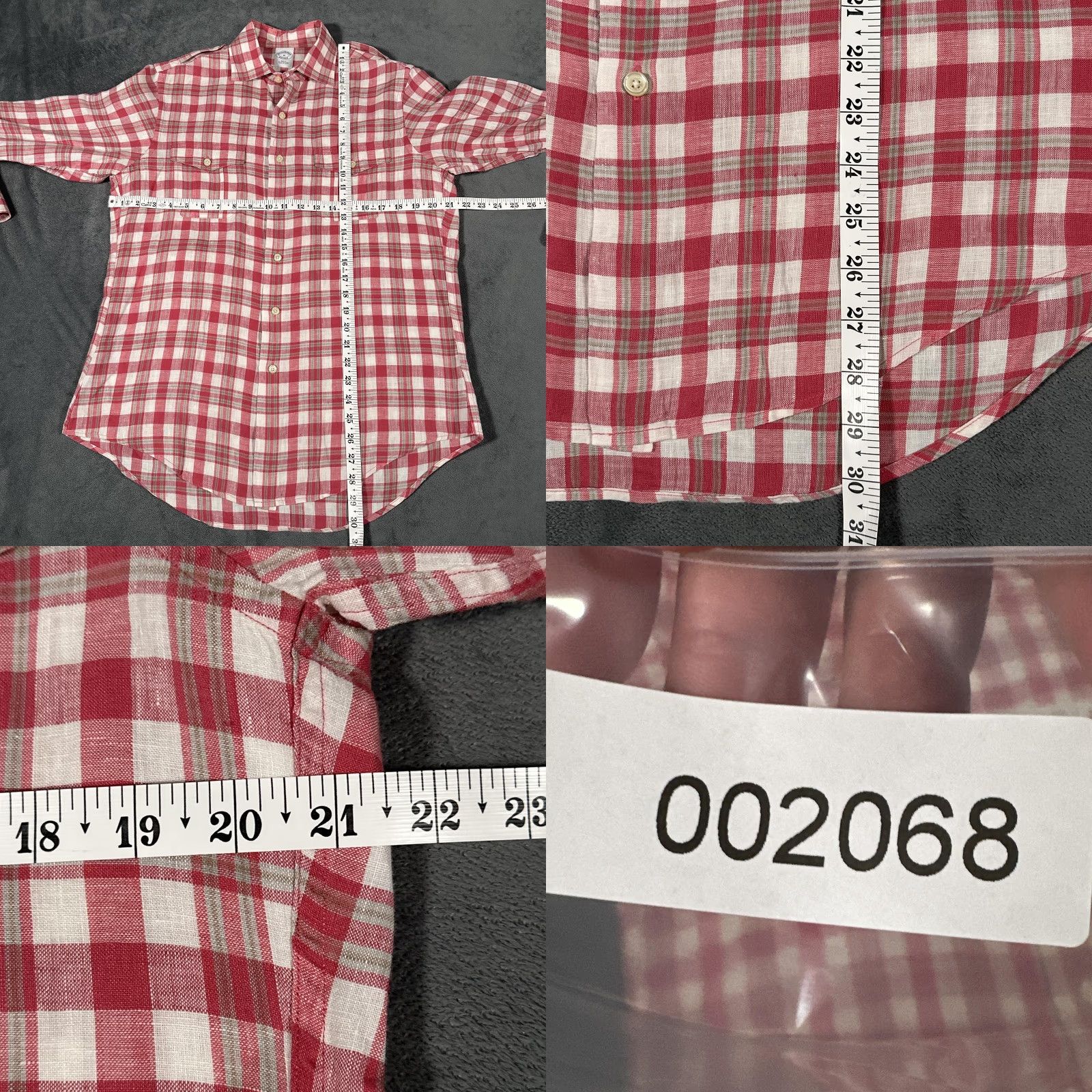 Brooks Brothers Brooks Brothers Shirt Mens Medium Red Plaid Linen Slim Fit Button Down Size US M / EU 48-50 / 2 - 8 Thumbnail