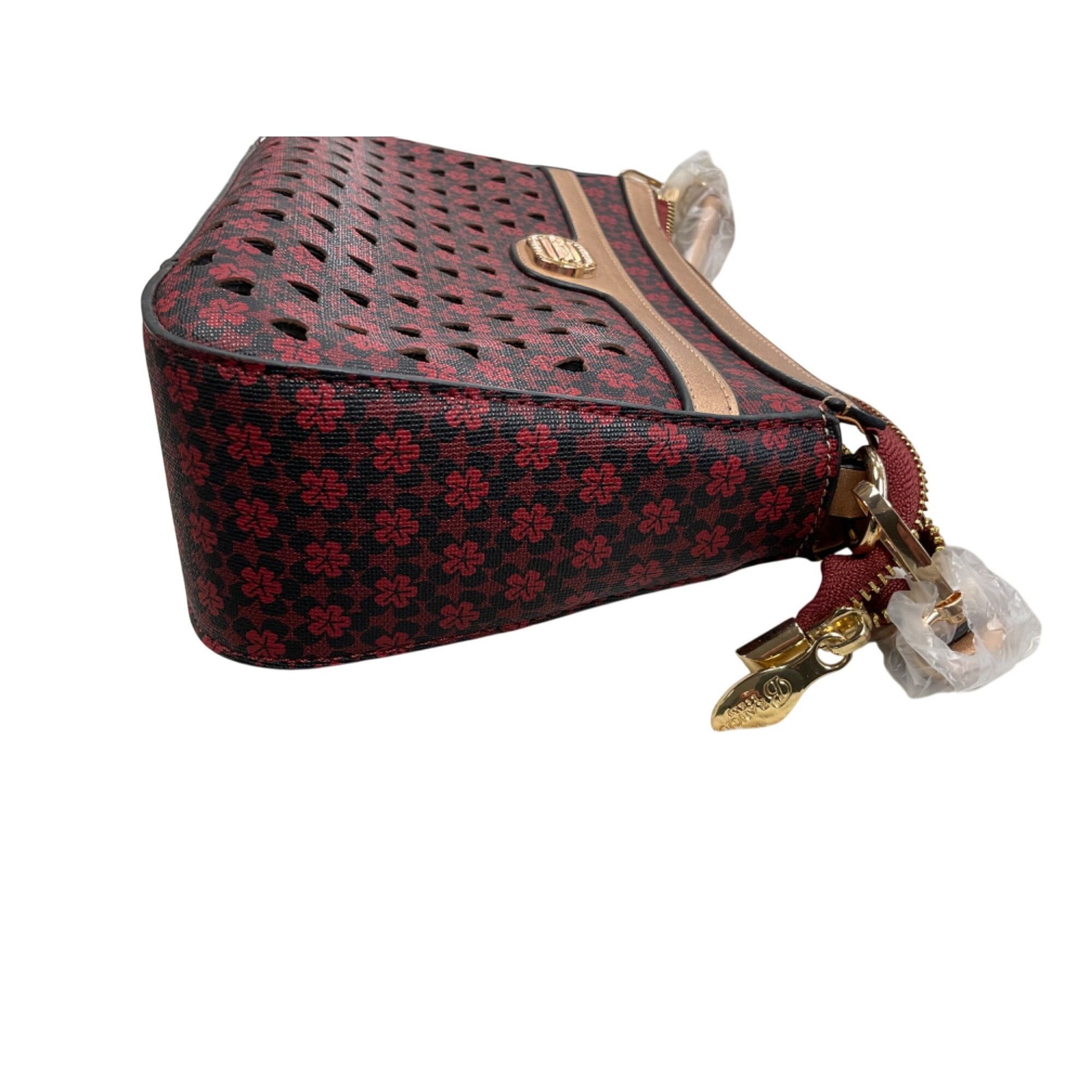 Other Brangio Red Flower Pattern Crossbody Bag With Gold Accents & Size ONE SIZE - 4 Thumbnail