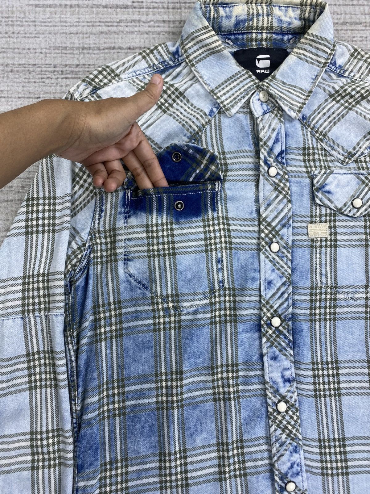G-Star Vintage G-Star Raw Acid Wash Plaid Button Ups Shirt Size US S / EU 44-46 / 1 - 9 Thumbnail