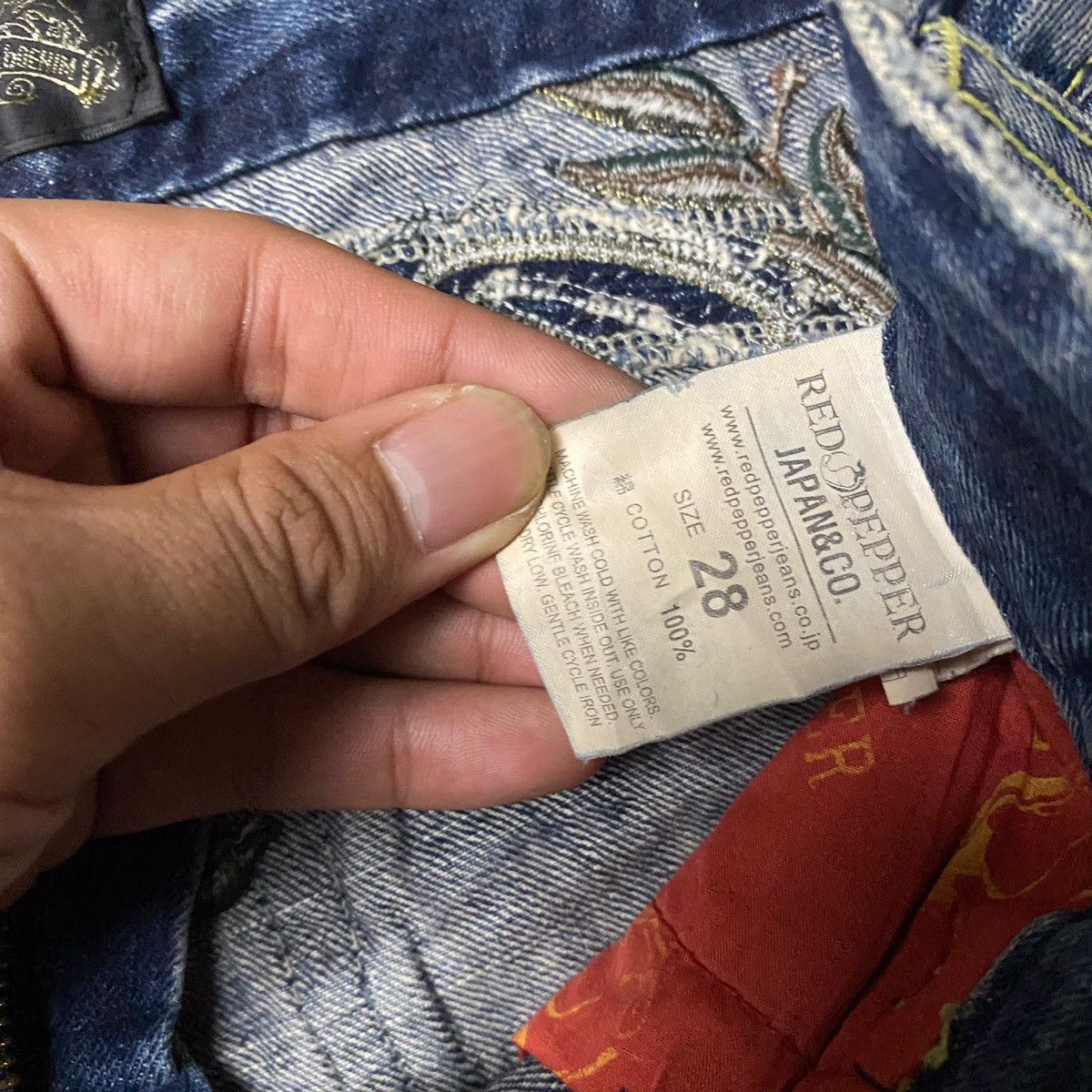 If Six Was Nine × Japanese Brand × Le Grande Bleu (L.G.B.) Lolita Red Pepper Flared Seawash Patched Jeans Size US 28 / EU 44 - 15 Thumbnail