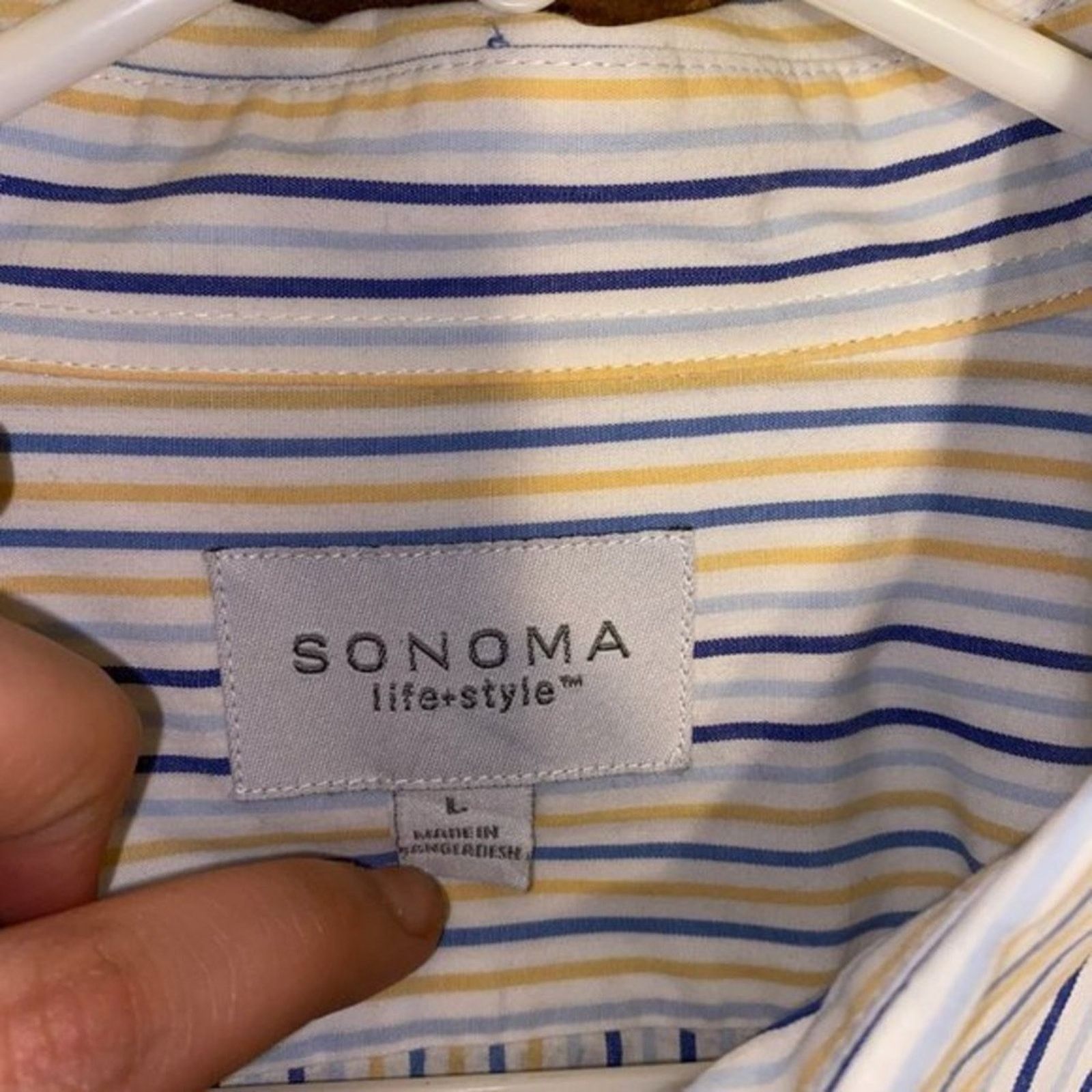 Sonoma Sonoma White Striped Long Sleeve Button Down Shirt Large Size US L / EU 52-54 / 3 - 2 Thumbnail