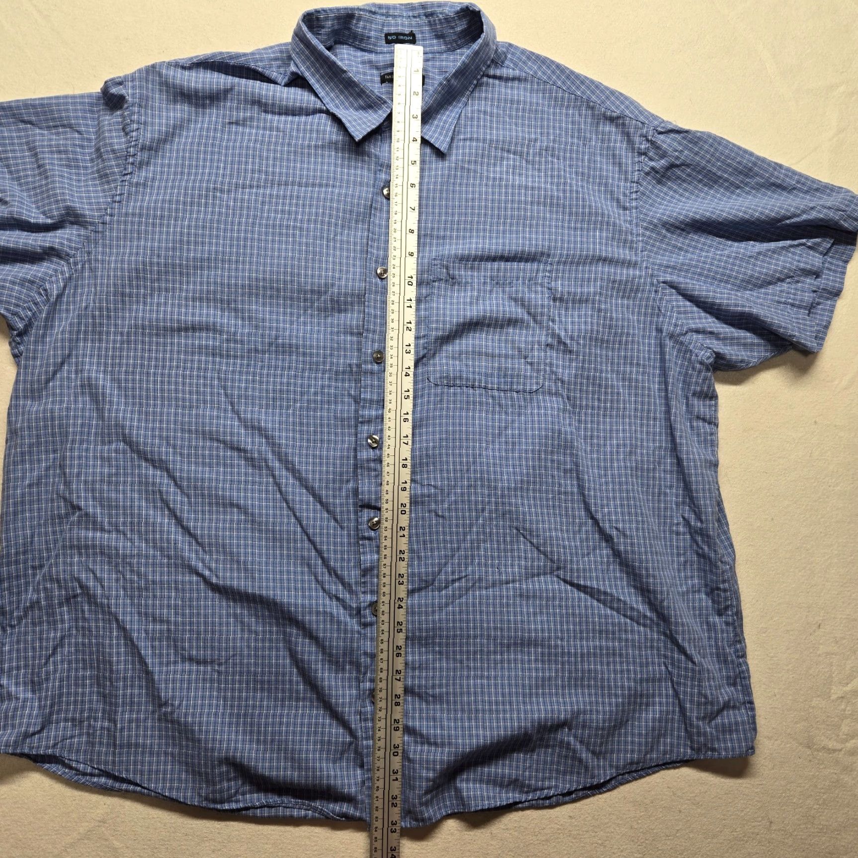 Van Heusen Van Heusen Shirt Blue 4XL Mens Button-Down Plaid Casual Dress Shirt Adult Big & Tall Cotton Size 48R - 6 Thumbnail