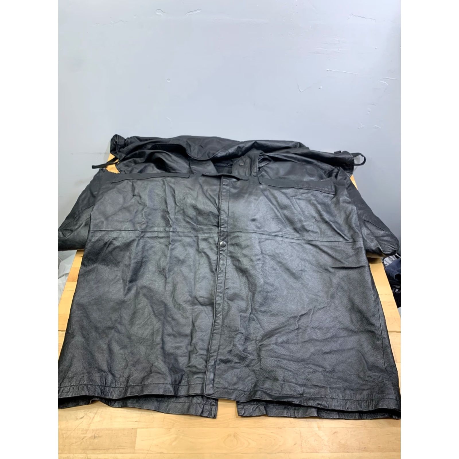 Doublet VINTAGE Guide Gear Leather Trench Coat Mens XL Black Double Breasted Long Lined Size US XL / EU 56 / 4 - 7 Thumbnail