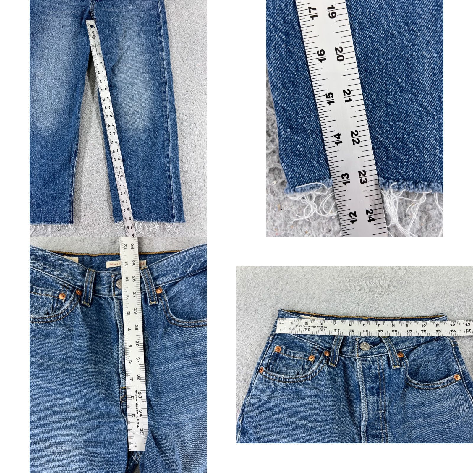 Levi's Levis Premium Jeans 24 Blue Denim Straight Ankle 22x23 Ribcage Big E Women Size 42" / US 20 - 10 Thumbnail