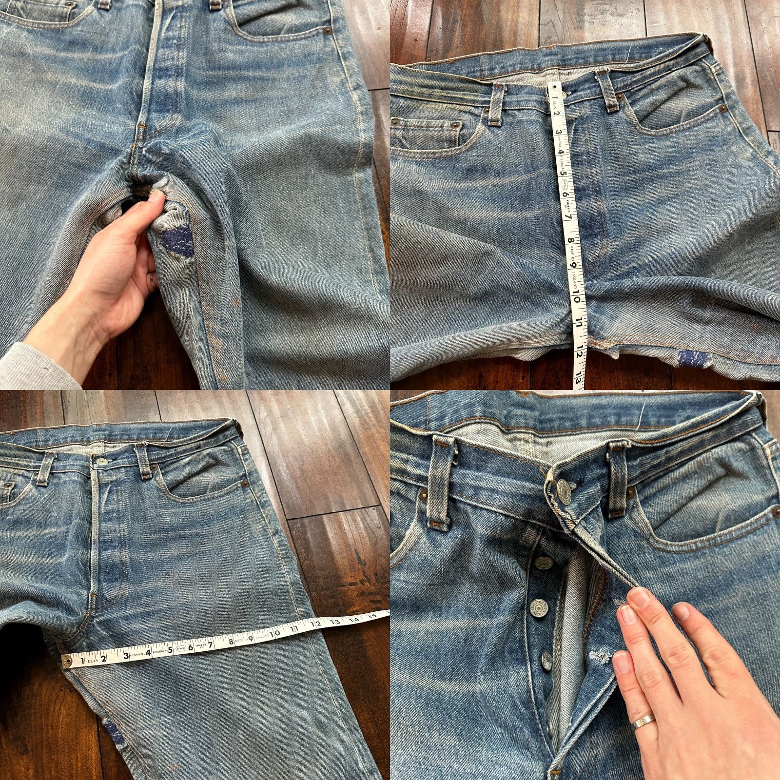 Levi's VINTAGE Levi's 501 Jeans Men 32x27 Regular Fit Straight Leg Cotton Denim 80s Ripped Thrashed 90s Size US 32 / EU 48 - 8 Thumbnail
