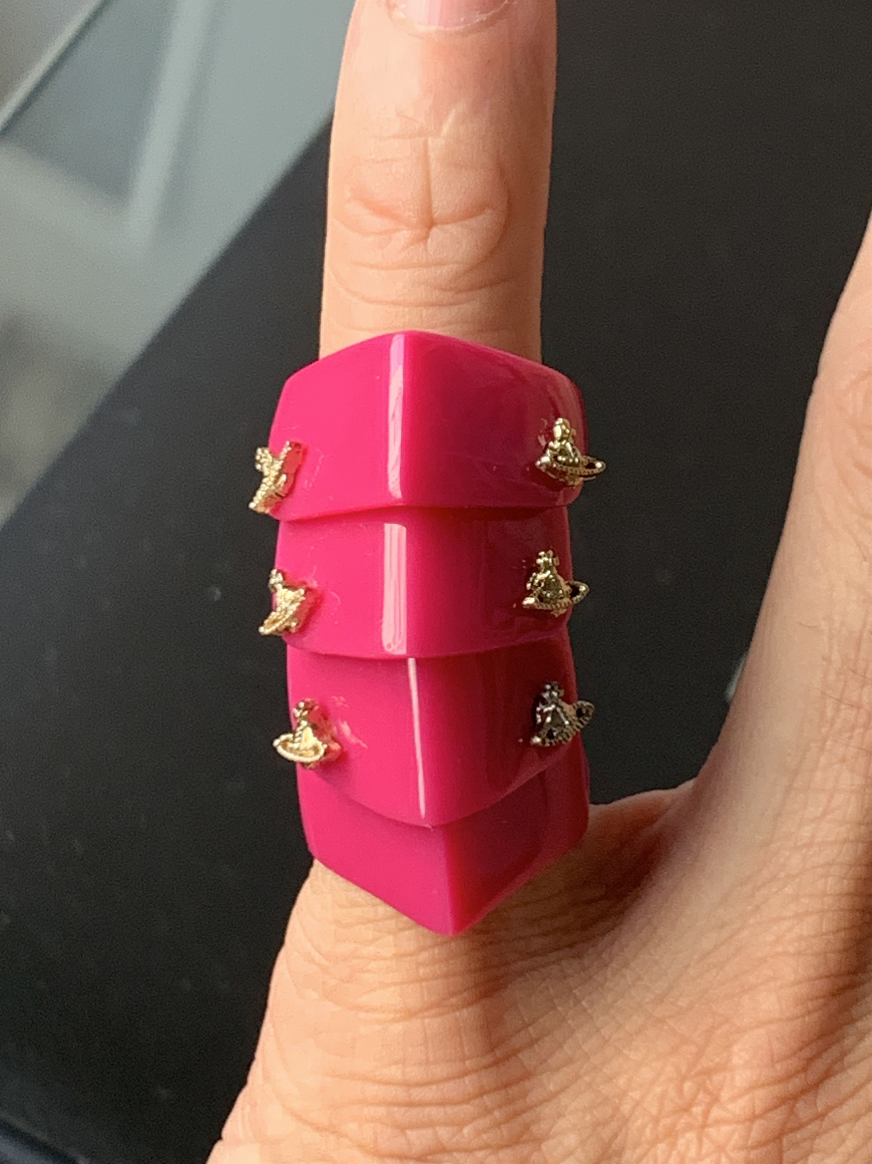 Vivienne Westwood Nana Anime M Vintage Armor Ring w/ Pink Resin Size ONE SIZE - 2 Thumbnail