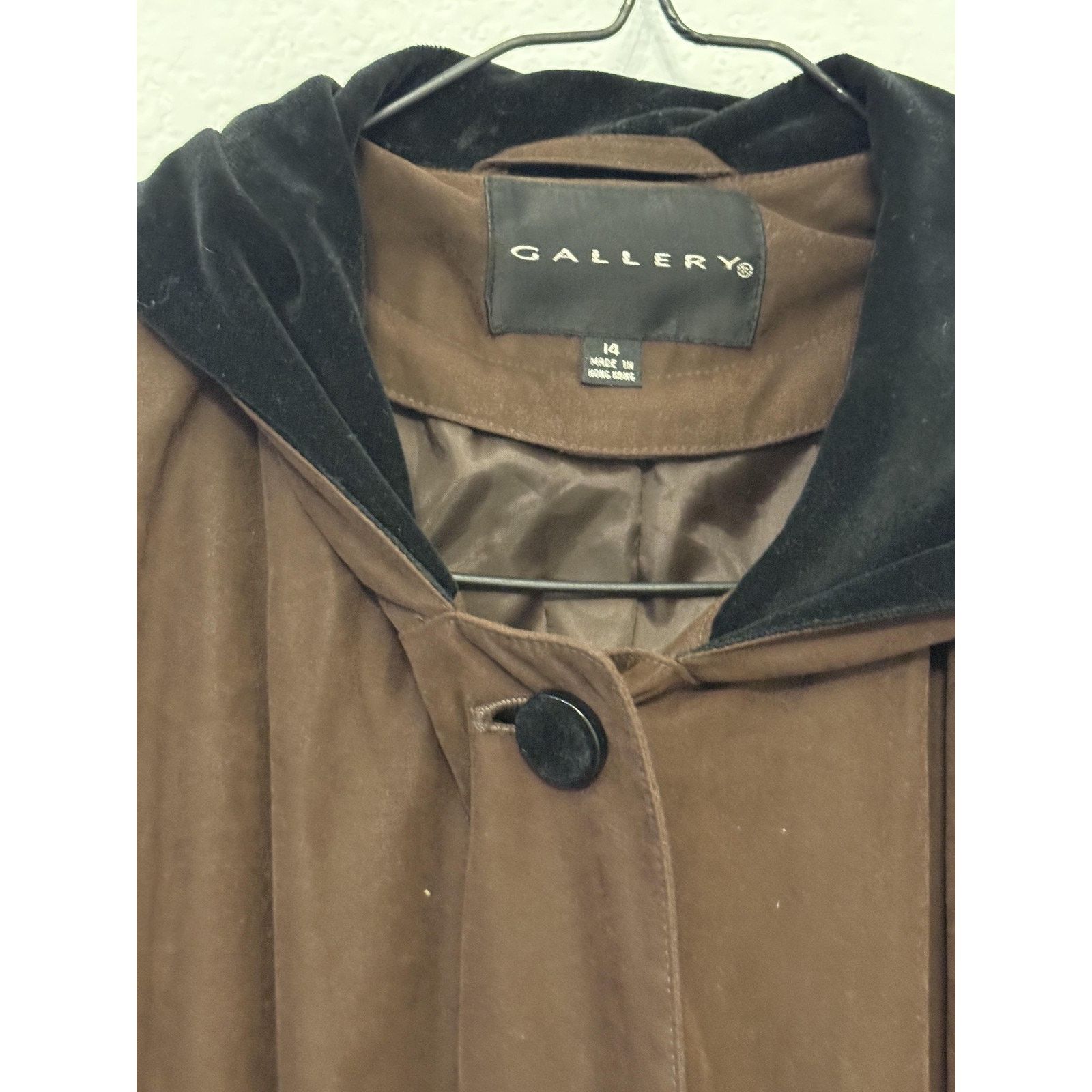 Gallery1950 Vintage 90s Coat Womens 14 Brown Hooded Long Hong Kong Size L / US 10 / IT 46 - 4 Thumbnail