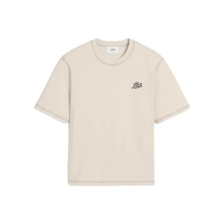 AMI Ami Paris Logo Embroidered Cotton T-Shirt -2507 Size US L / EU 52-54 / 3 - 1 Thumbnail
