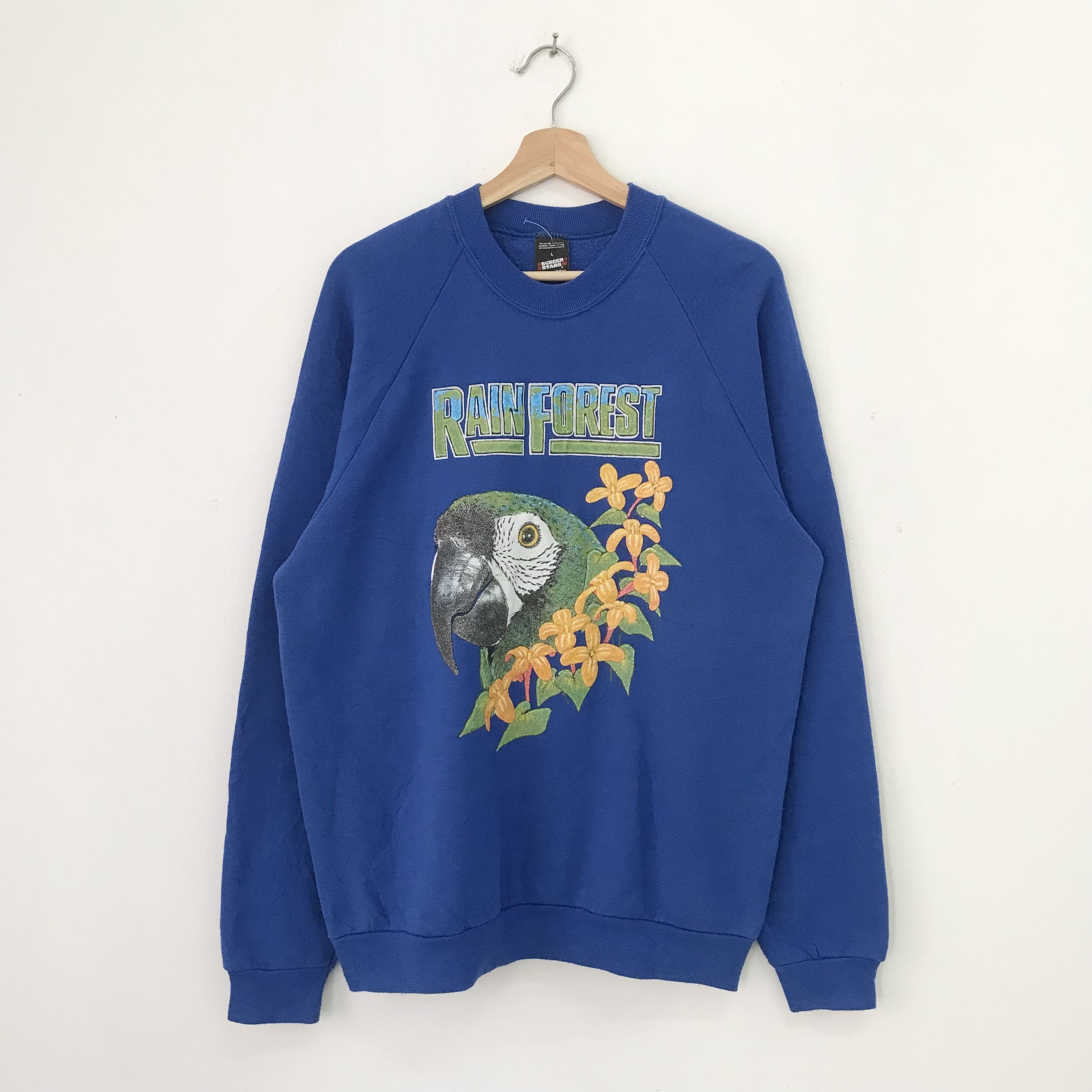 Vintage Vintage 1990s Rainforest Blue Sweatshirt - 510 Size US L / EU 52-54 / 3 - 1 Thumbnail