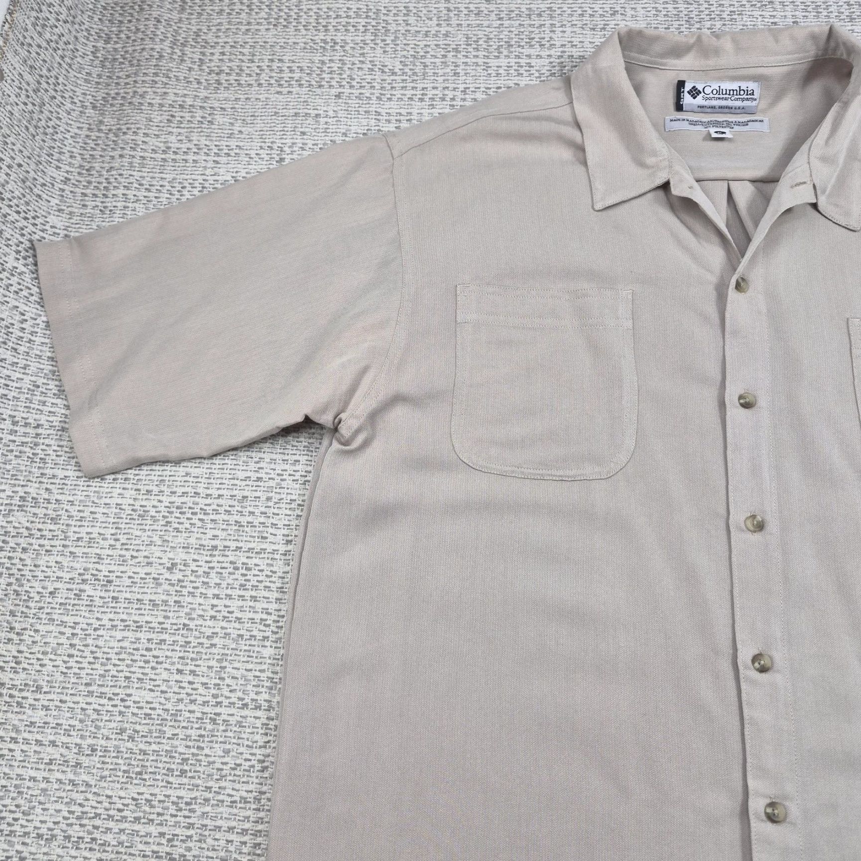 Vintage Columbia GRT Shirt Mens XL Button-Up Beige Twill Short Sleeve Casual Camp/Vintage no Size US XL / EU 56 / 4 - 3 Thumbnail