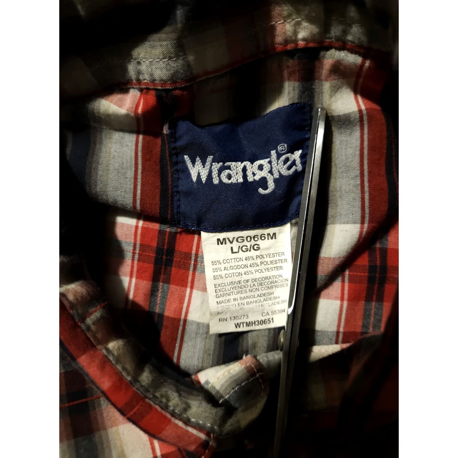 Wrangler Wrangler Shirt Mens Large Red Plaid Pearl Snap Pockets Western Cowboy Button-Up Regular Fit Cap Collared Long Sleeve Size US L / EU 52-54 / 3 - 2 Thumbnail