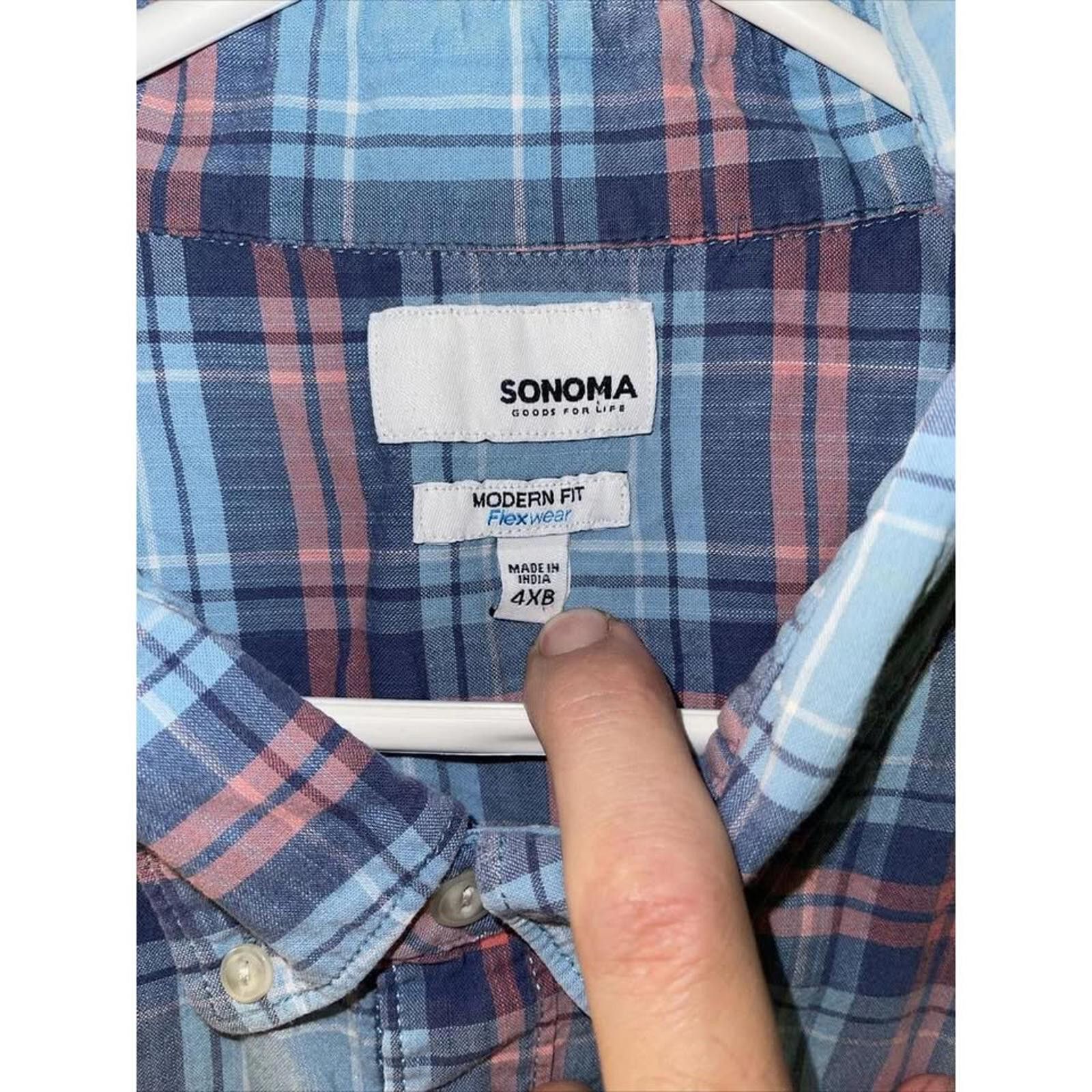 Other Sonoma Modern Fit Plaid Short Sleeve Shirt Size US XXL / EU 58 / 5 - 2 Thumbnail