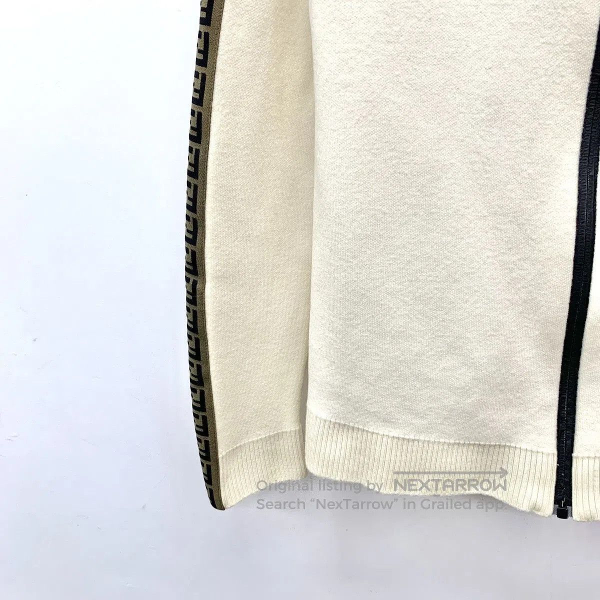 Fendi White Zip-Up Sweatshirt with Side Stripes. Size US L / EU 52-54 / 3 - 4 Thumbnail