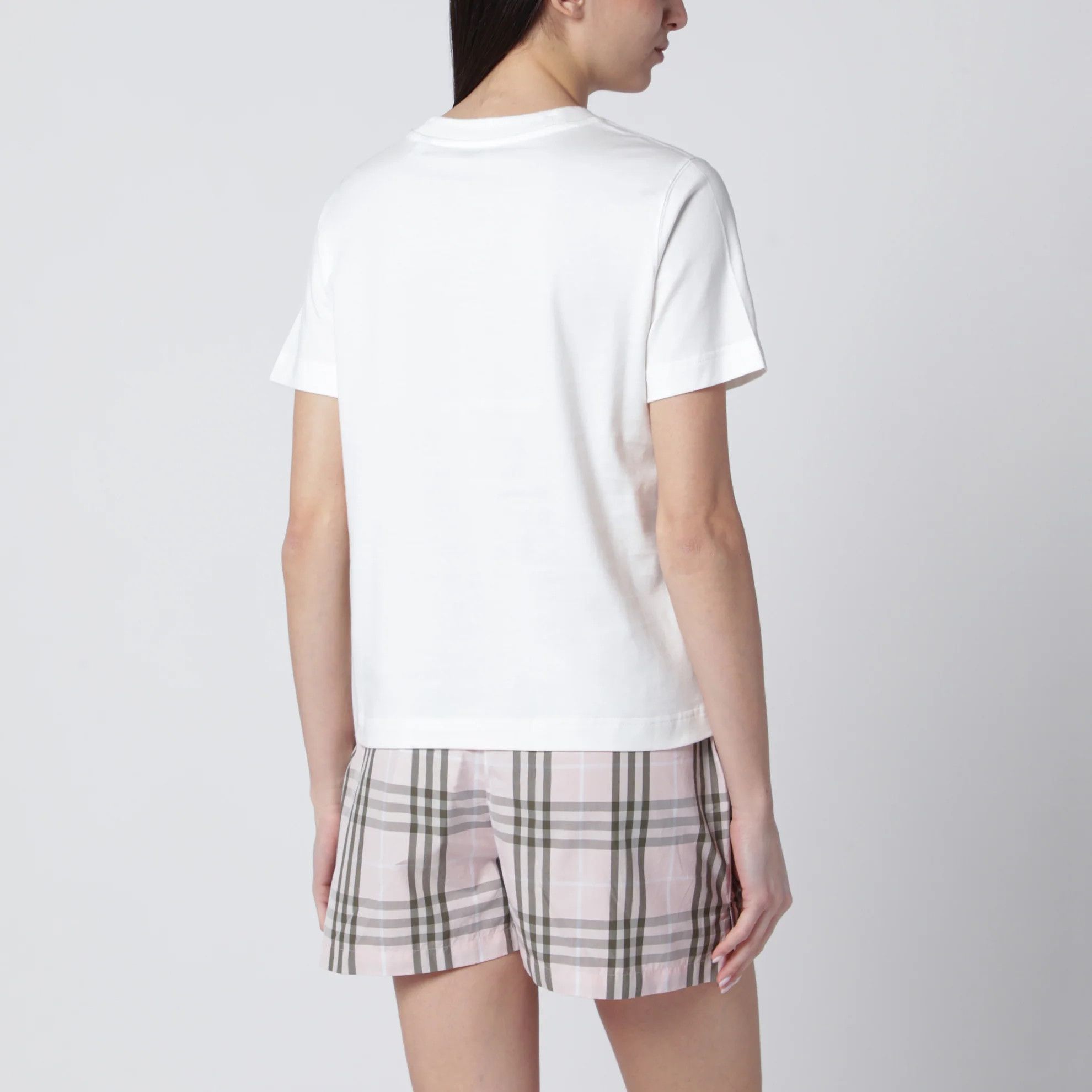 Burberry o1d2blof0426 Cotton Check Short Sleeve T-Shirt in White Size S / US 4 / IT 40 - 3 Thumbnail