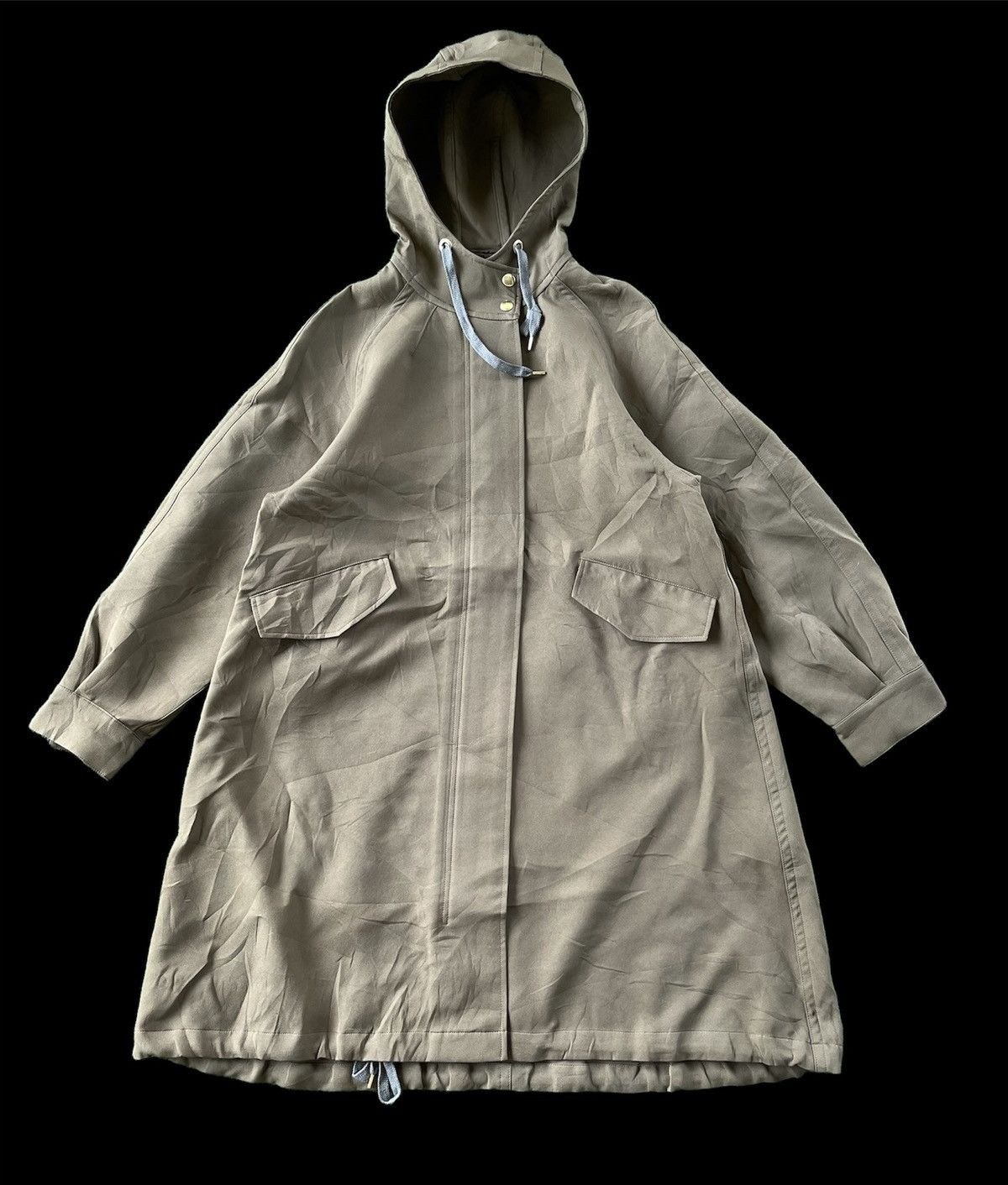 image of Vintage Bellus Closet Long Jacket With Hoodie Japan in Green, Women's (Size Medium)