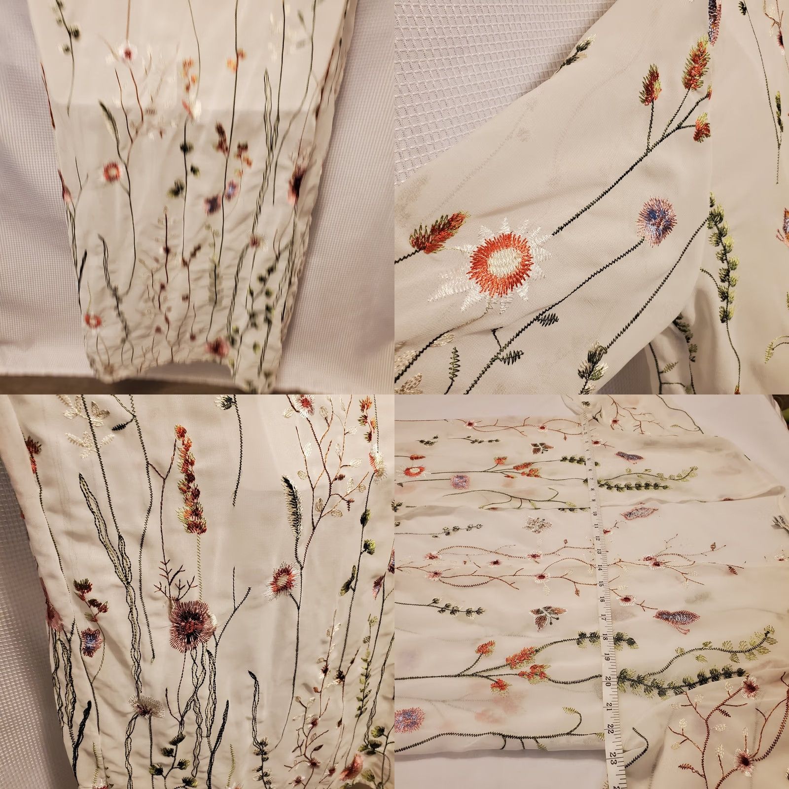 Vintage Woven Heart Kimono S/M Sheer Embroidered Wildflower Longline Hippie Bohemian Size S / US 4 / IT 40 - 8 Thumbnail