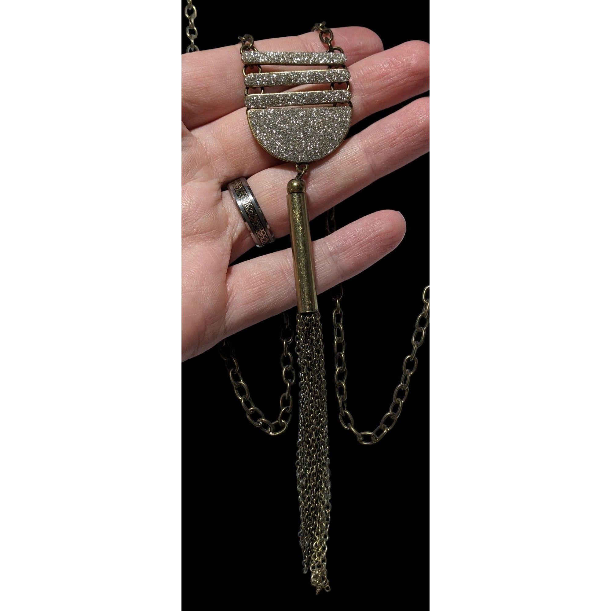 Other Silver Glitter Tassel Necklace Size ONE SIZE - 3 Thumbnail
