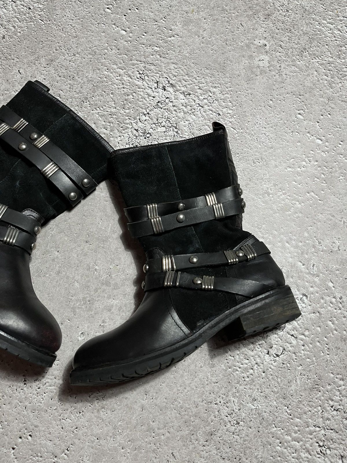 Japanese Brand × Vintage Vintage Woman’s Avant Garde Leather Biker Hi Top Boots Size US 10 / IT 40 - 2 Thumbnail