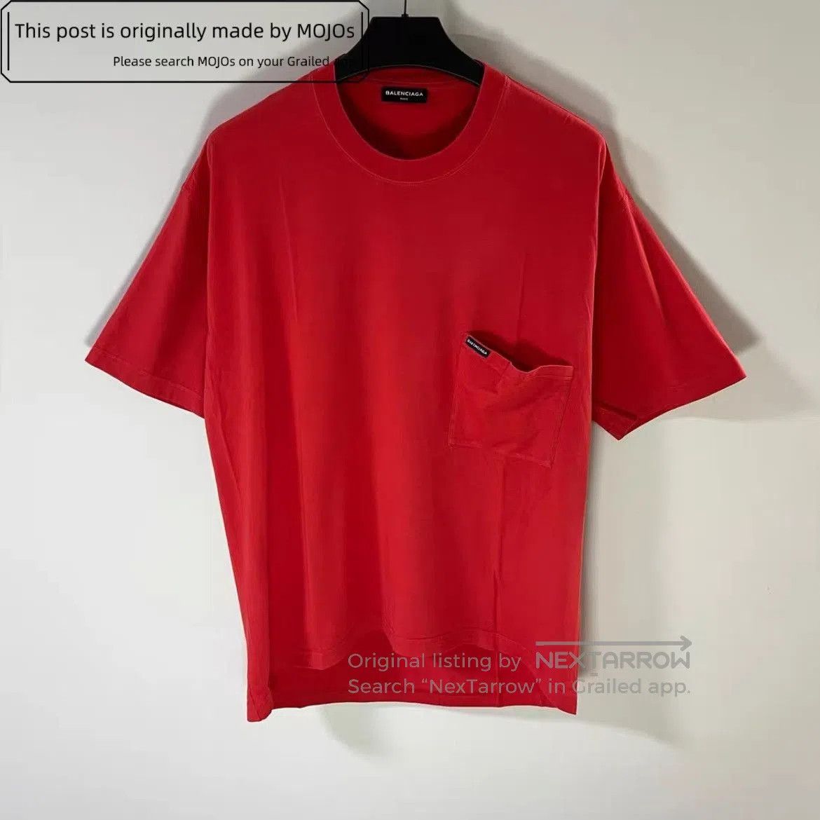 Balenciaga Red Europe 2018 Oversized logo tee.
