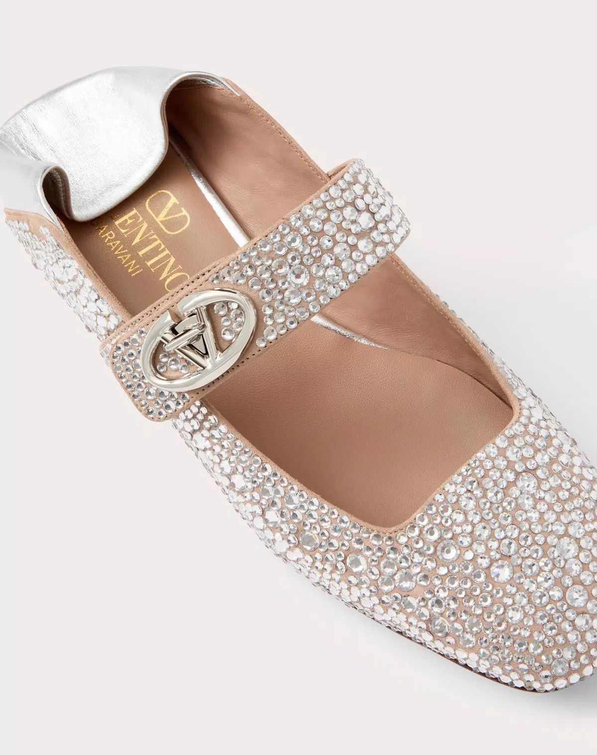 Valentino o1s1wg110625 Vlogo Locker Mary Jane Ballerina in Silver Size US 6 / IT 36 - 5 Thumbnail