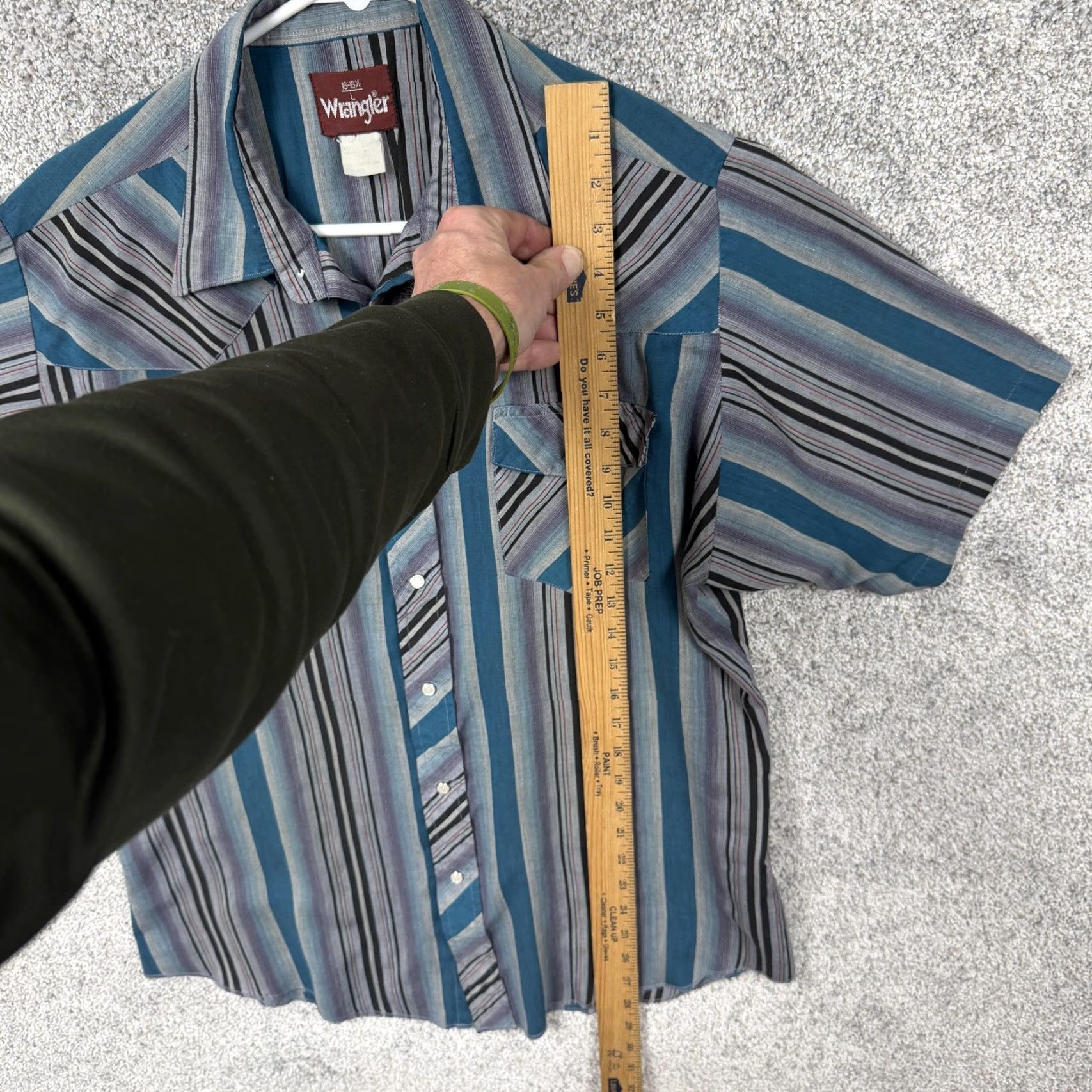 Wrangler VINTAGE Wrangler Shirt Men L 16-16.5 Blue Gray Stripe Pearl Snap Grunge Western 90s Size US L / EU 52-54 / 3 - 2 Thumbnail