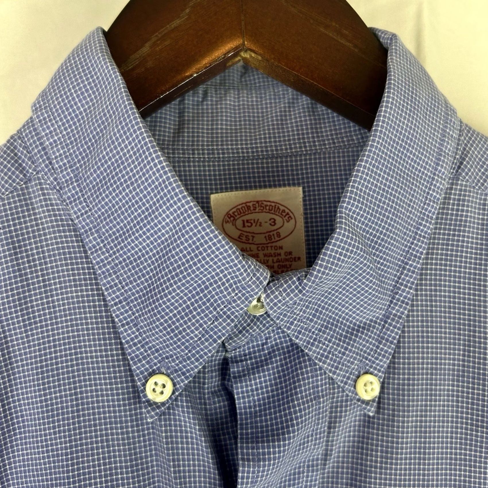 Brooks Brothers Brooks Brothers 1818 Button Up Shirt Men Cotton 15 1/2 - 3 Check Long Sleeve Size US L / EU 52-54 / 3 - 3 Thumbnail