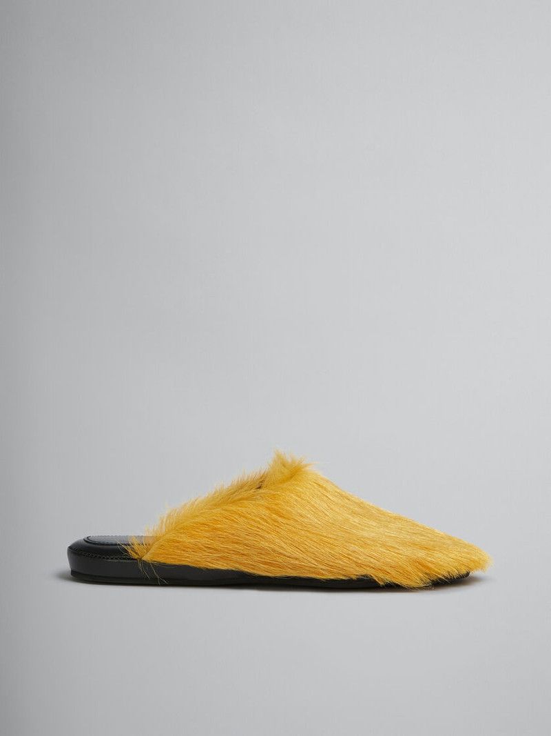 Marni o1mle0126 Long Hair Sabot Slip Ons in Yellow Size US 11 / EU 44 - 1 Thumbnail