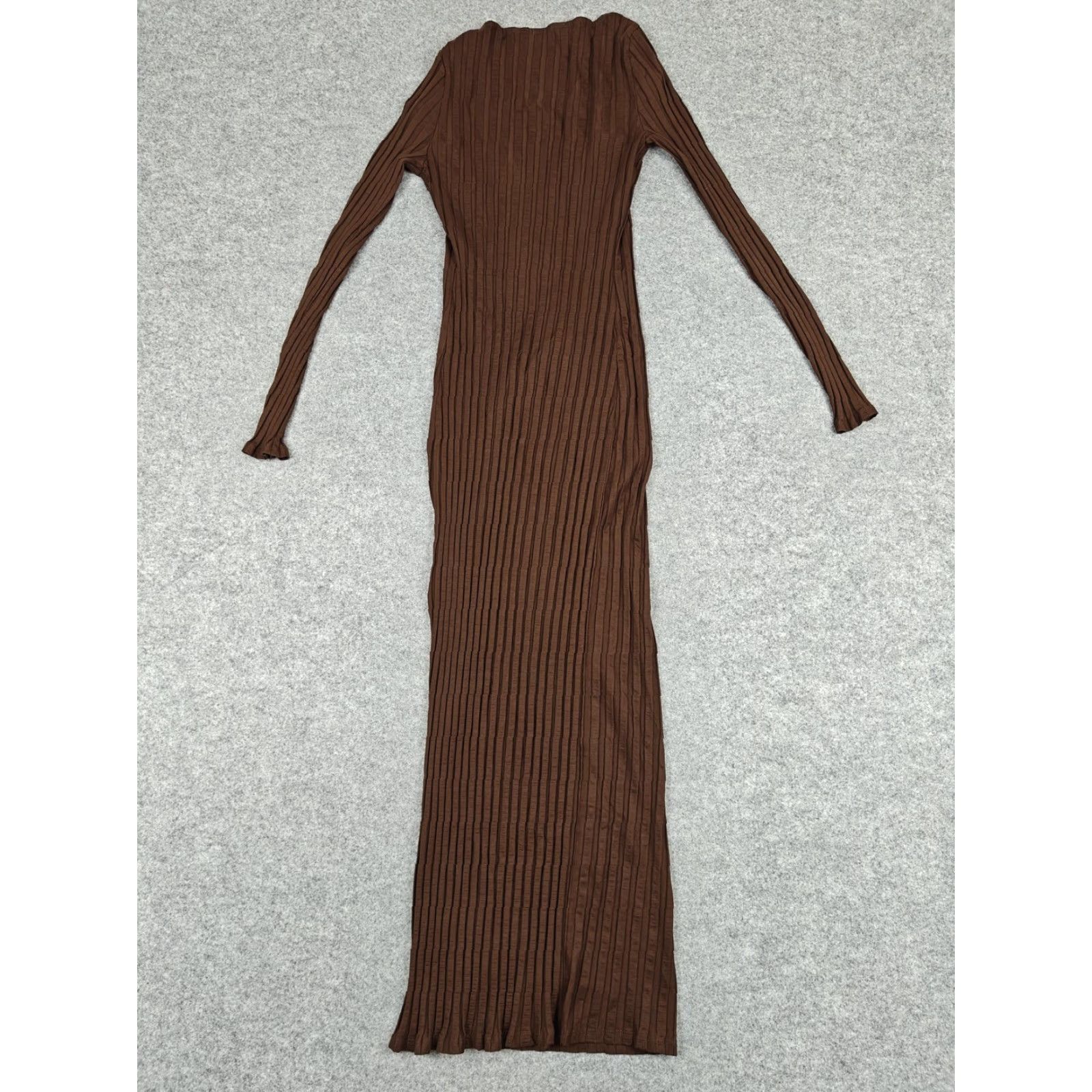 Reformation Dress Womens M Brown Ribbed Knit Long Sleeve Bodycon Maxi USA  Dress No N/A