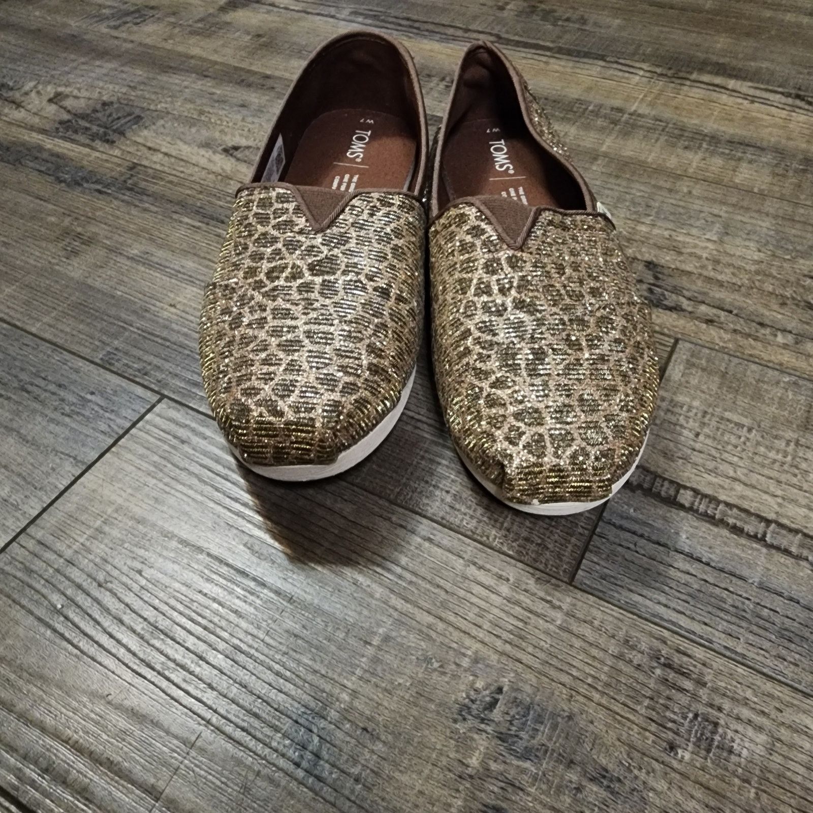 Toms New TOMS Alpargata Bronze Animal Print Glitter Sz 7 NIB shlf Size US 7 / IT 37 - 7 Thumbnail