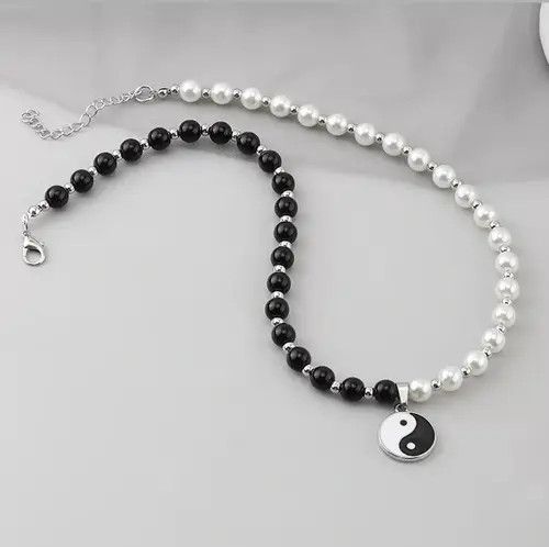 VIBE Yin Yang Pendant Bead Necklace Lucky Asian Peace Love Chain Size ONE SIZE - 1 Thumbnail