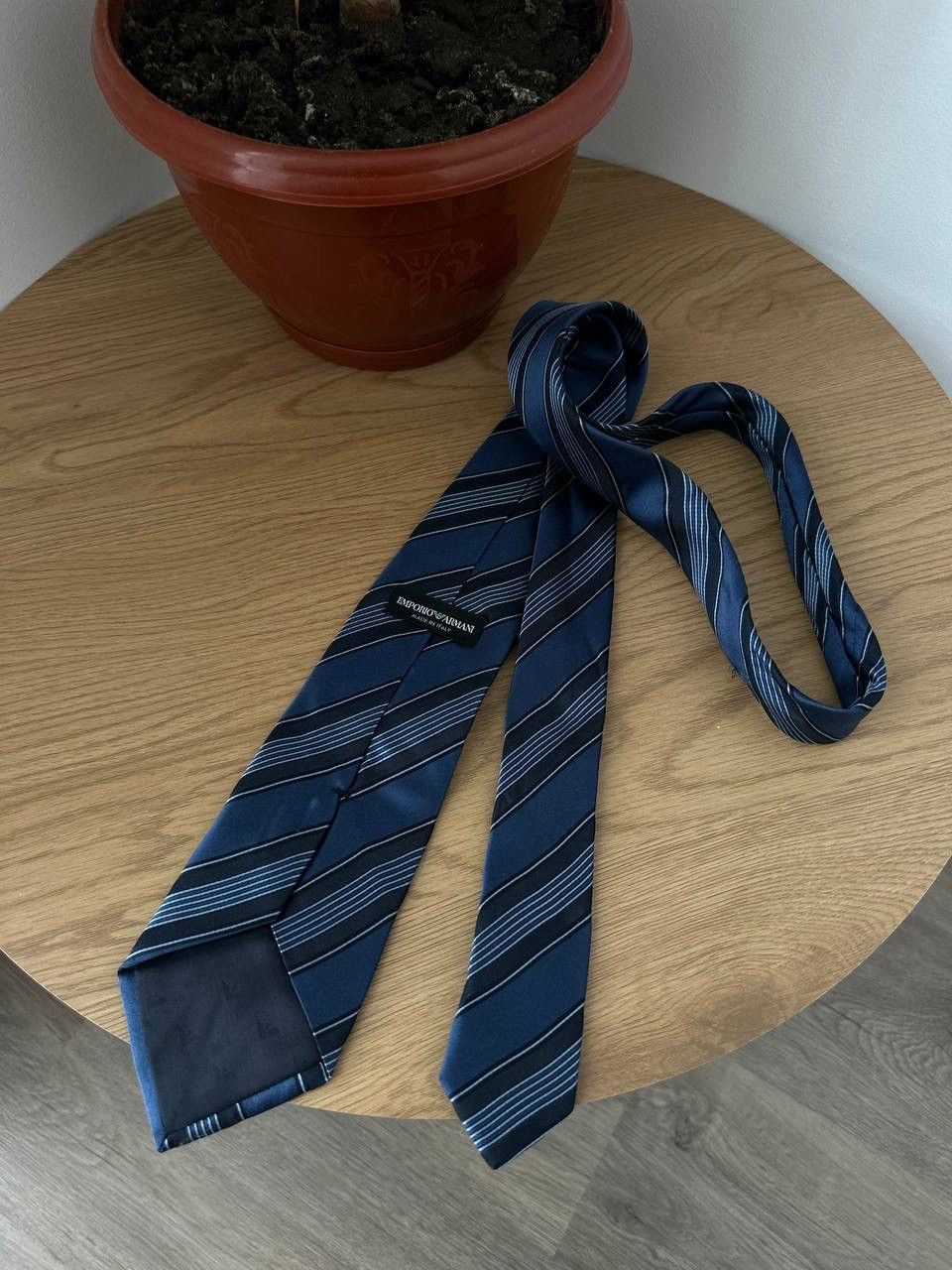 Emporio Armani Vintage Emporio Armani Made in Italy Silk Tie – Navy Striped Size ONE SIZE - 6 Thumbnail