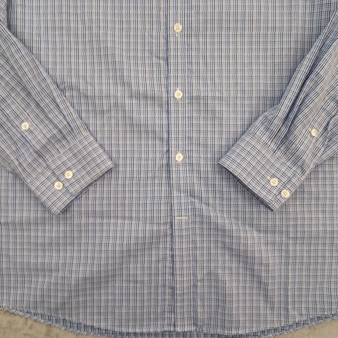 Michael Kors Michael Kors Shirt Mens 17.5 Blue Plaid Long Sleeve Button-Up Cotton Regular Mens Boys? Size US XXL / EU 58 / 5 - 3 Thumbnail
