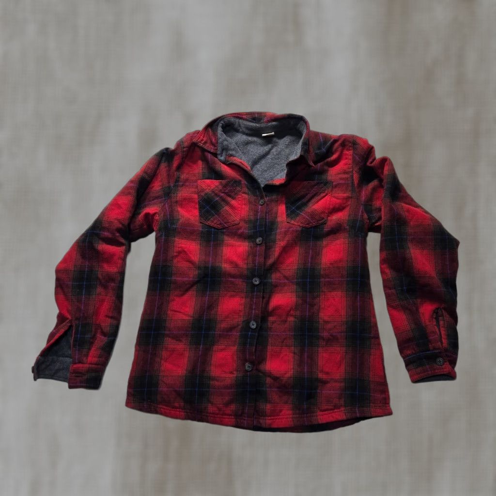 Vintage ZENTHACE Sweater Jacket Hooded Plaid Button L Red Adult Women Size L / US 10 / IT 46 - 1 Thumbnail