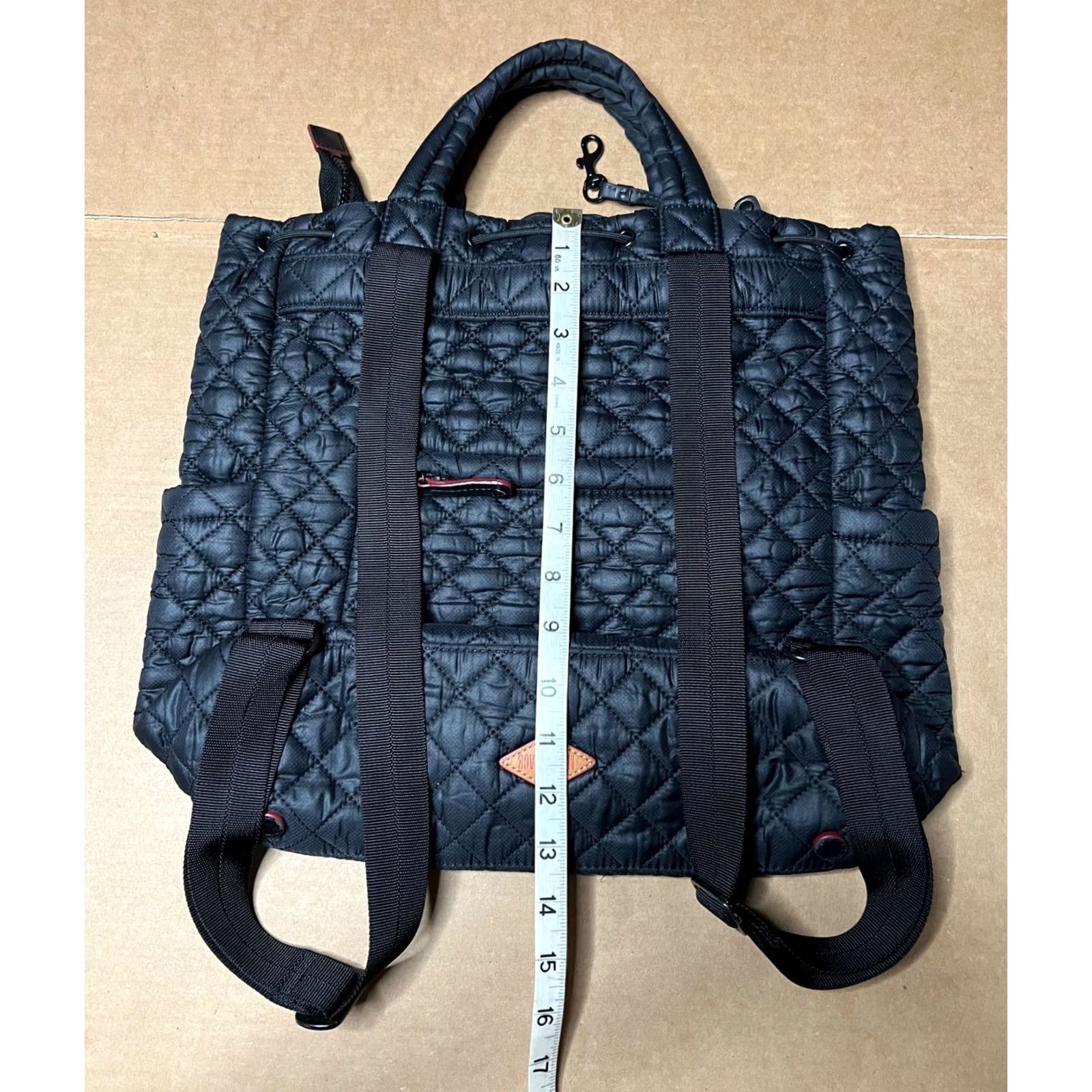 MZ Wallace MZ Wallace Metro Convertible Backpack Tote Medium Black Quilted Nylon Shoulder Bag Size ONE SIZE - 6 Thumbnail