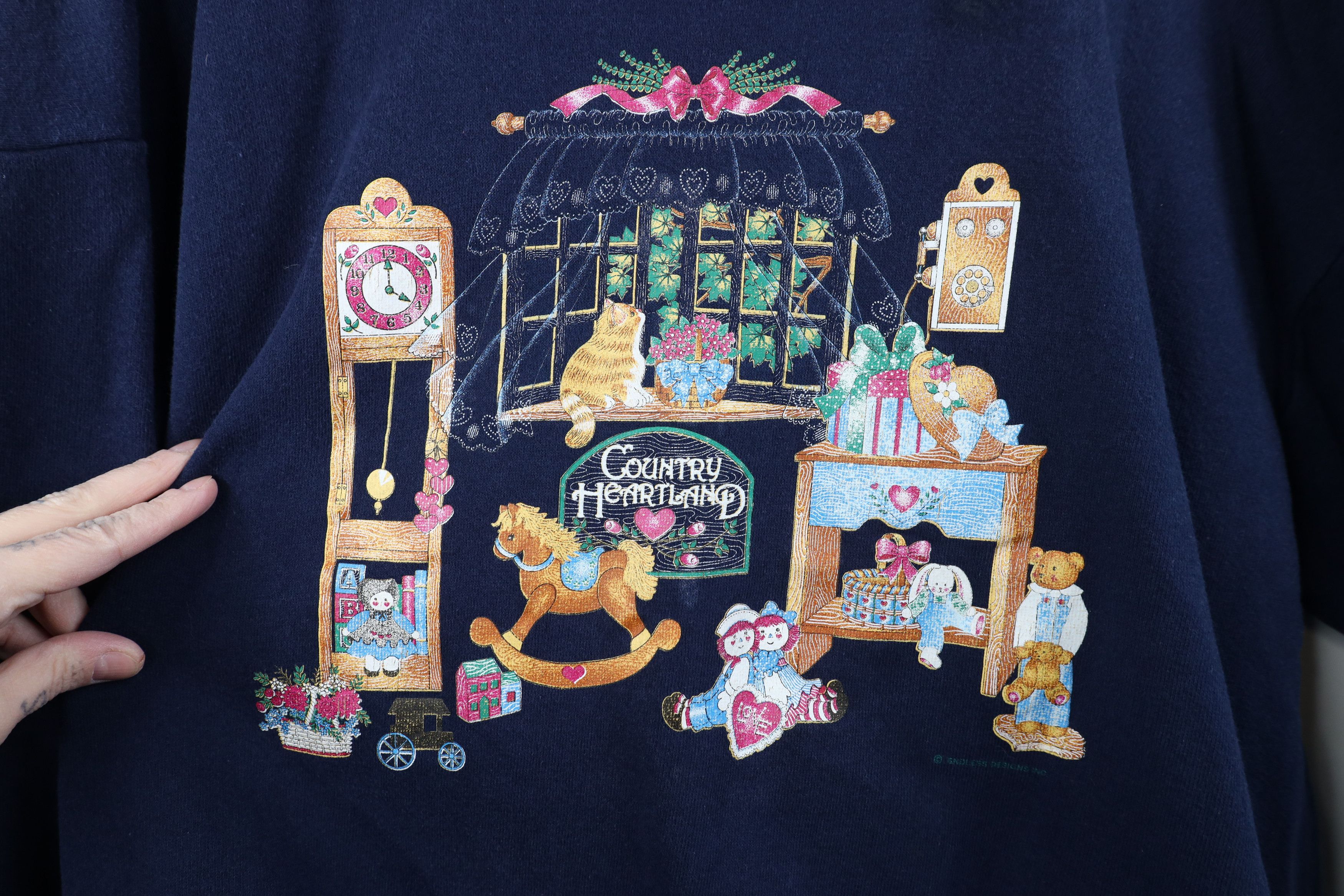 Vintage Vintage 90s Country Heartland Kitten Flower Sweatshirt USA Size XL / US 12-14 / IT 48-50 - 4 Thumbnail