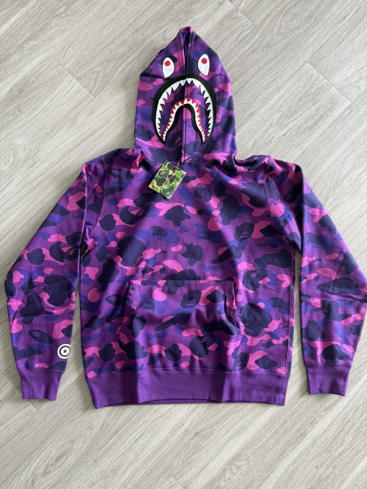 Bape Bape Purple Camo Shark Pullover Size US XL / EU 56 / 4 - 1 Thumbnail