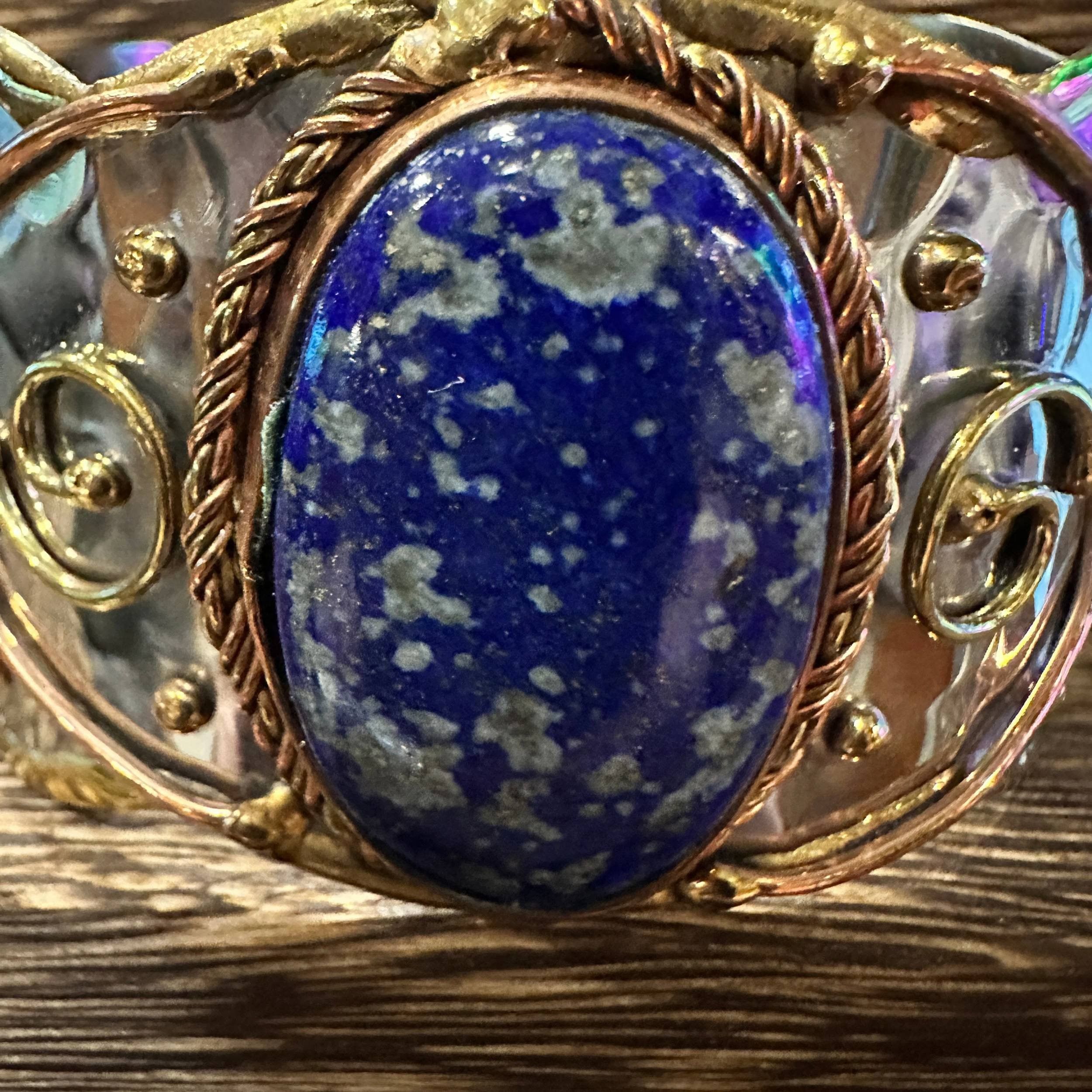 Other Artisan 2-Inch Wide Lapis Lazuli Cuff Bracelet, Adjustable M Size ONE SIZE - 9 Thumbnail