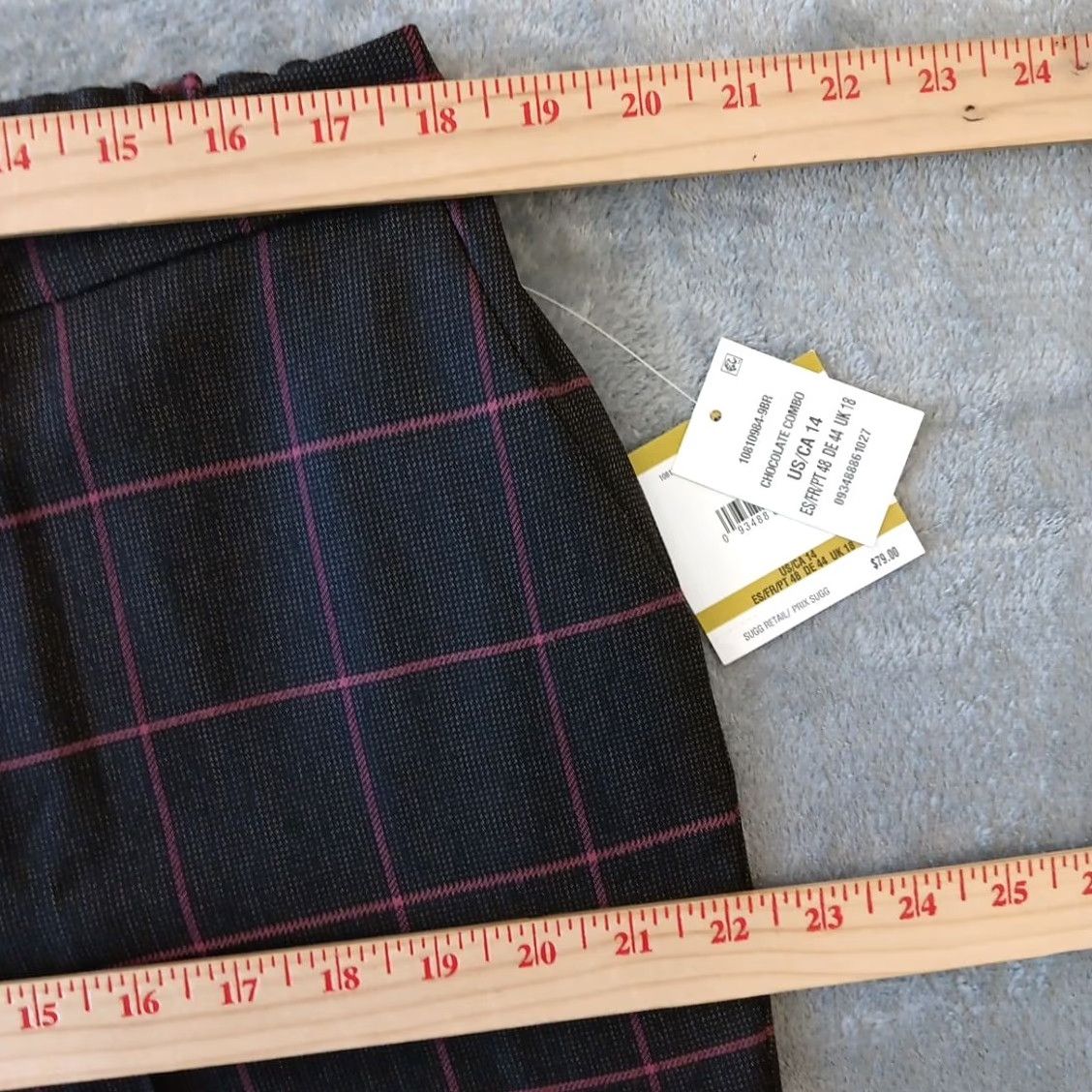 Kasper Kasper Dress Pants Womens Size 14 Brown Pink Plaid Elastic Waist 36x27.5 New Size 36" / US 14 / IT 50 - 3 Thumbnail