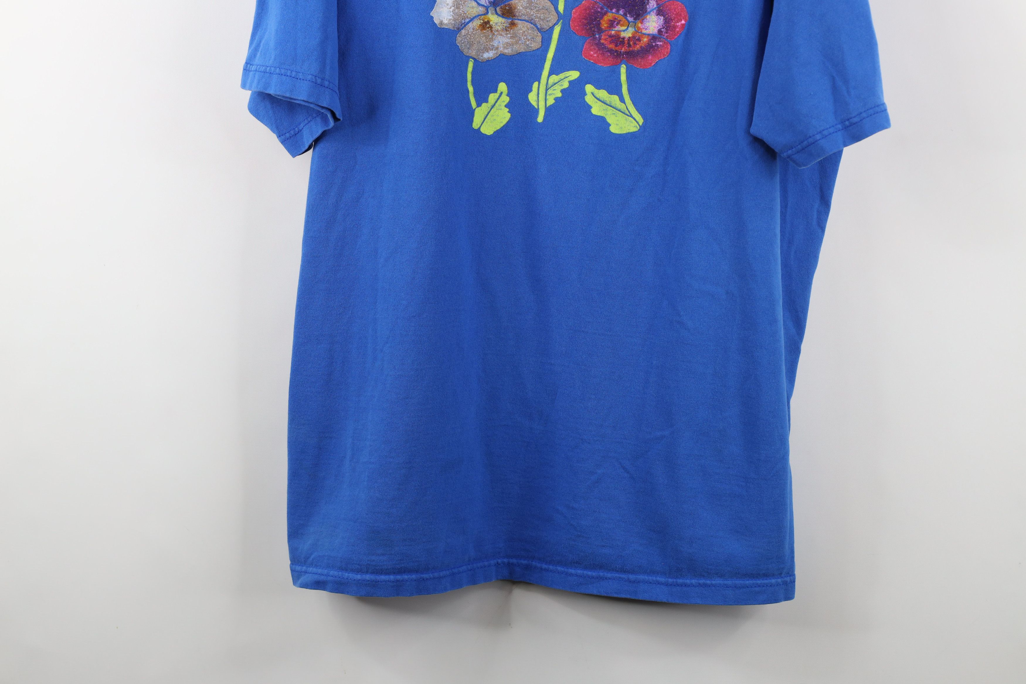 Vintage Vintage 90s Streetwear Distressed Flower Floral T-Shirt Blue Size XXL / US 16-18 / IT 52-54 - 3 Thumbnail