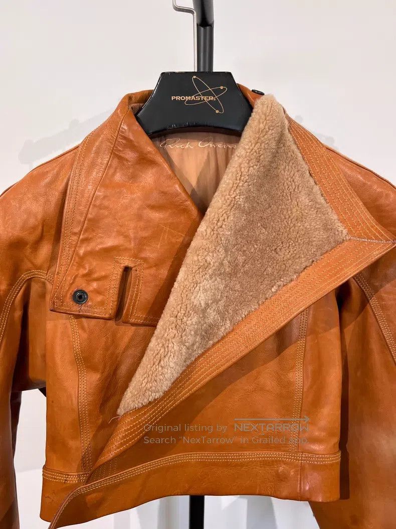 Rick Owens Rick Owens Cropped silhouette fur patchwork leather jacket Size XS / US 0-2 / IT 36-38 - 4 Thumbnail