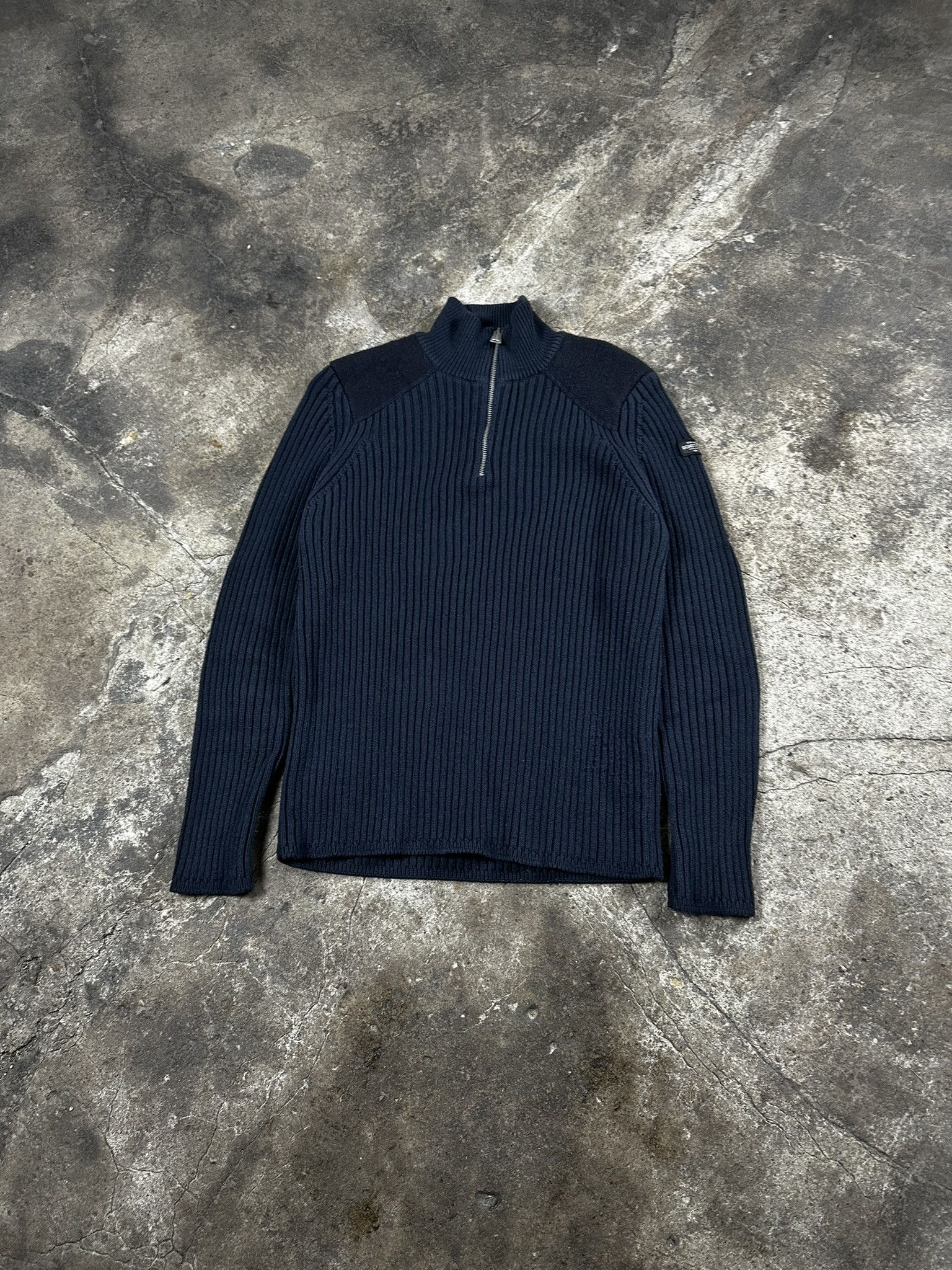 Schott Vintage Schott Cotton Cable Quaterzip Sweater Navy Size US S / EU 44-46 / 1 - 2 Thumbnail