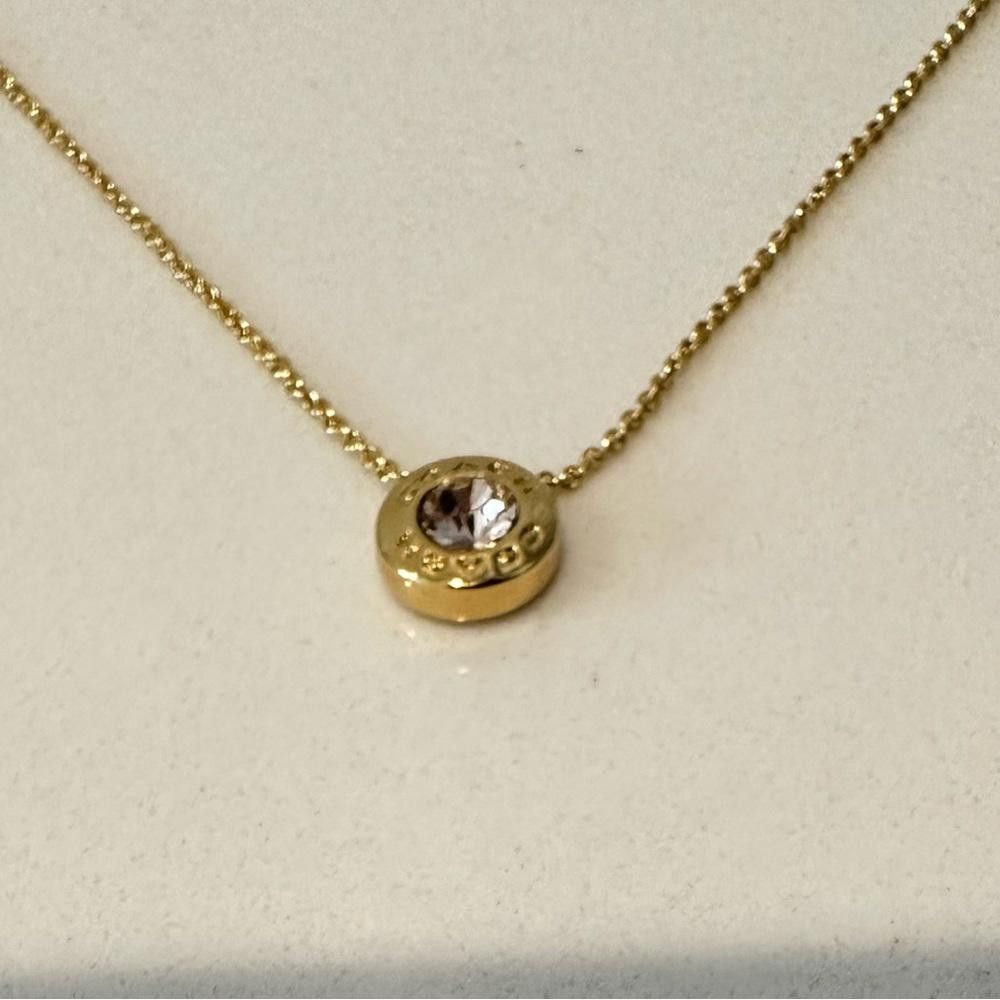 Coach COACH Open Circle Stone Crystal Gold Tone Necklace Size ONE SIZE - 4 Thumbnail