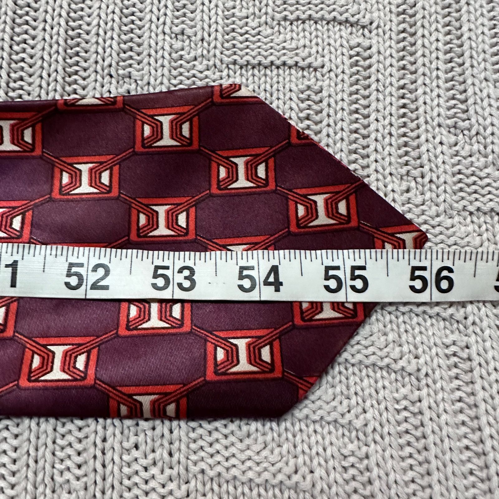 Vintage Vintage Rhodia maroon patterned satin tie Size ONE SIZE - 4 Thumbnail