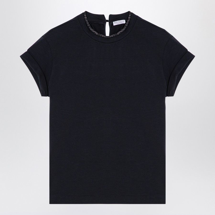 Brunello Cucinelli o1d2blof0824 Cotton Crew-Neck T-Shirt in Blue Size XS / US 0-2 / IT 36-38 - 1 Thumbnail