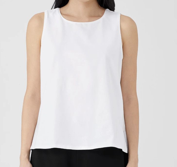 Eileen Fisher Eileen Fisher Jersey Knit Jewel Neck Tank White ( 2X ) Size XXL / US 16-18 / IT 52-54 - 3 Thumbnail